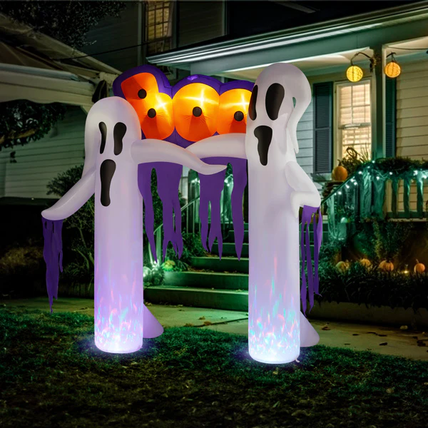 9.8ft White Ghost Arch Halloween Inflatable - Image 6