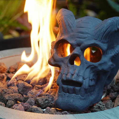 Fireproof Skull Gas Log Halloween Decor - Image 10