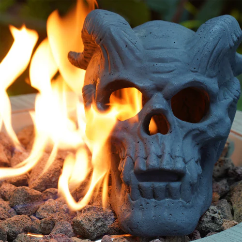 Fireproof Skull Gas Log Halloween Decor - Image 11