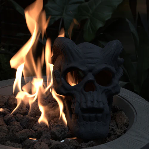 Fireproof Skull Gas Log Halloween Decor - Image 8
