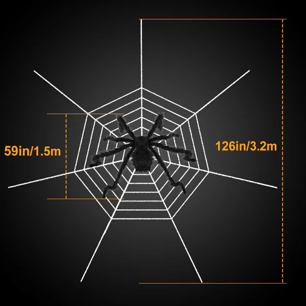Halloween Decorated Spider Web with Giant Spider - Image 2