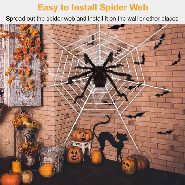 Halloween Decorated Spider Web with Giant Spider - Image 6