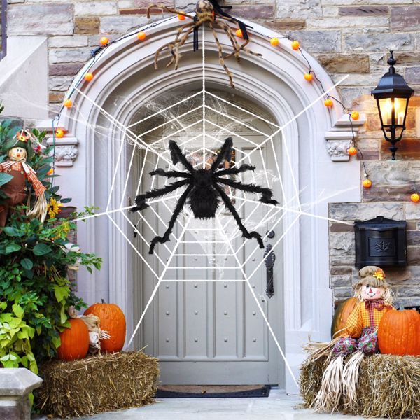 Halloween Decorated Spider Web with Giant Spider - Image 7