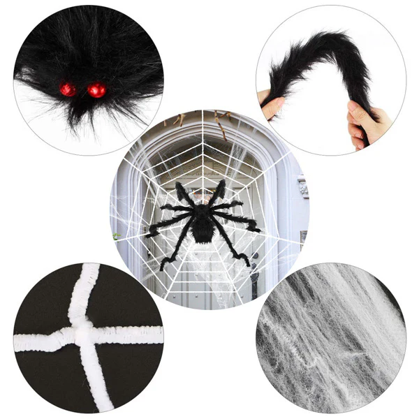 Halloween Decorated Spider Web with Giant Spider - Image 9